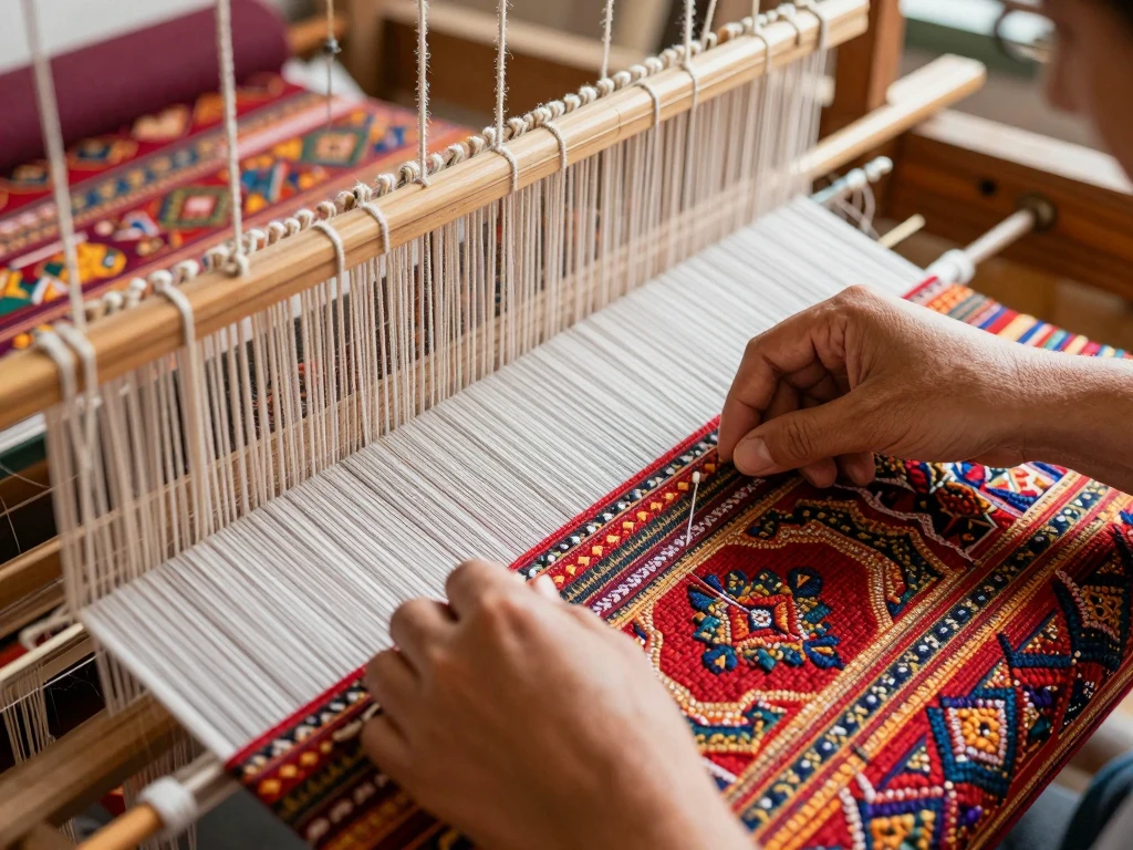 Artisan crafting luxury textiles by hand